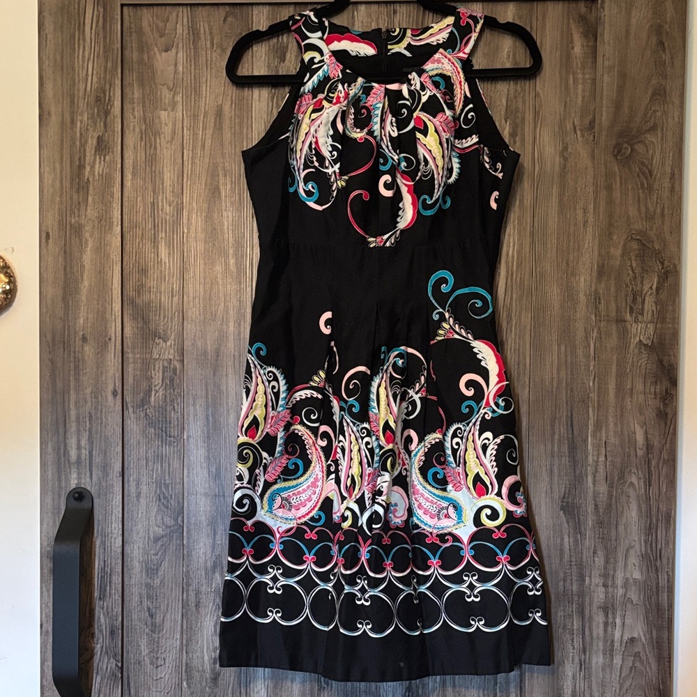 Nine West Black Dress with Vibrant Swirls